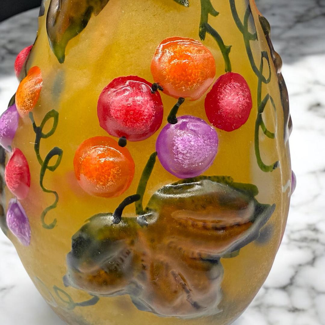 証明書付】 ドームナンシー 花瓶 エナメル彩 アンティーク スフレ技法