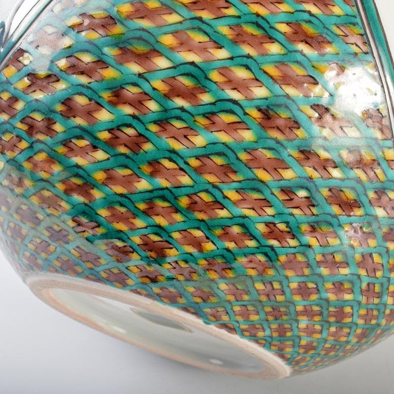 九谷焼 三代三ツ井為吉作 色絵草花文 飾壷 共布共箱 V R6833B - メルカリ