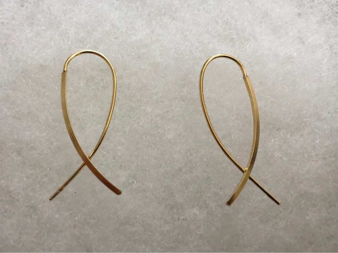 RAPA K18 Hineri ピアス 地金ピアス K18YG