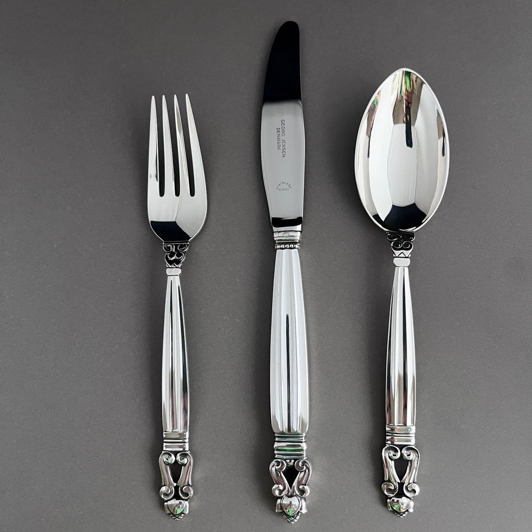 【未使用】ジョージ ジェンセン ACORN エコーン ディナー3本セット 純銀製