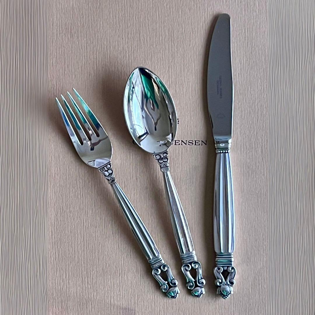 【未使用】ジョージ ジェンセン ACORN エコーン ディナー3本セット 純銀製