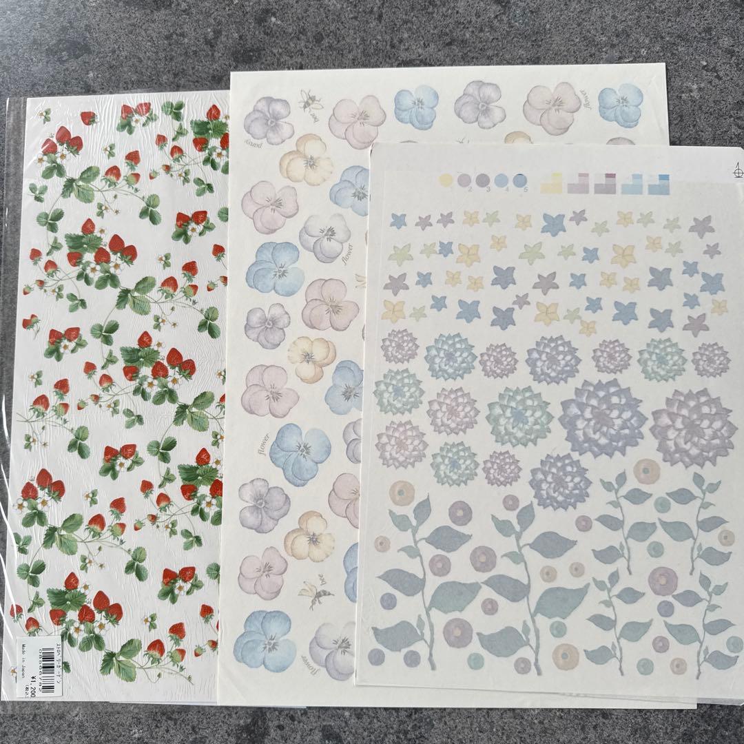 ポーセラーツ転写紙花柄他14枚　ヴォーグ社他