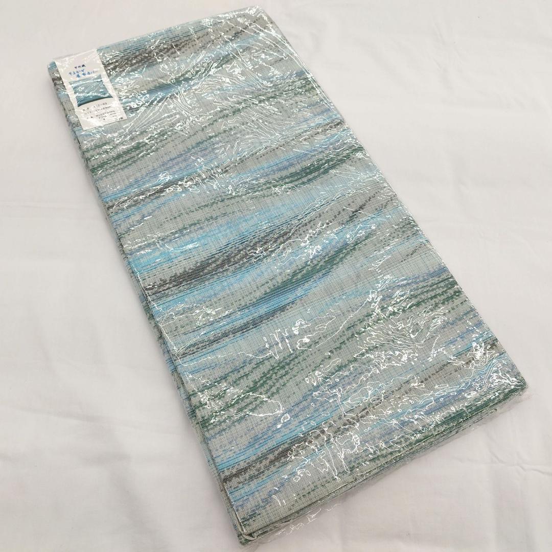 新品　座布団カバー　5枚組　夏用　八端判　麻混　ブルー　国産ー