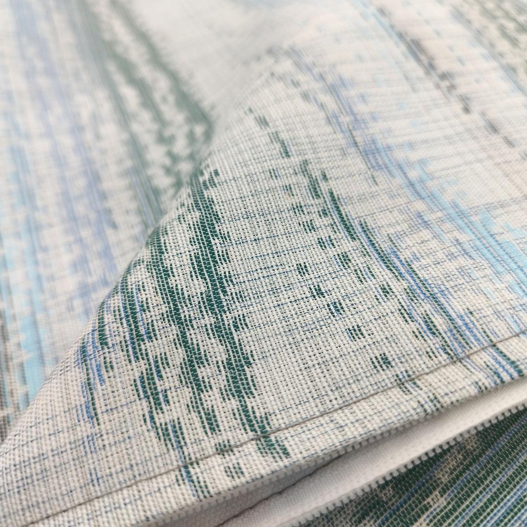 新品　座布団カバー　5枚組　夏用　八端判　麻混　ブルー　国産ー