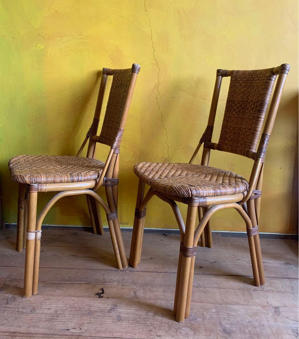 アンティークラタン椅子二脚セット