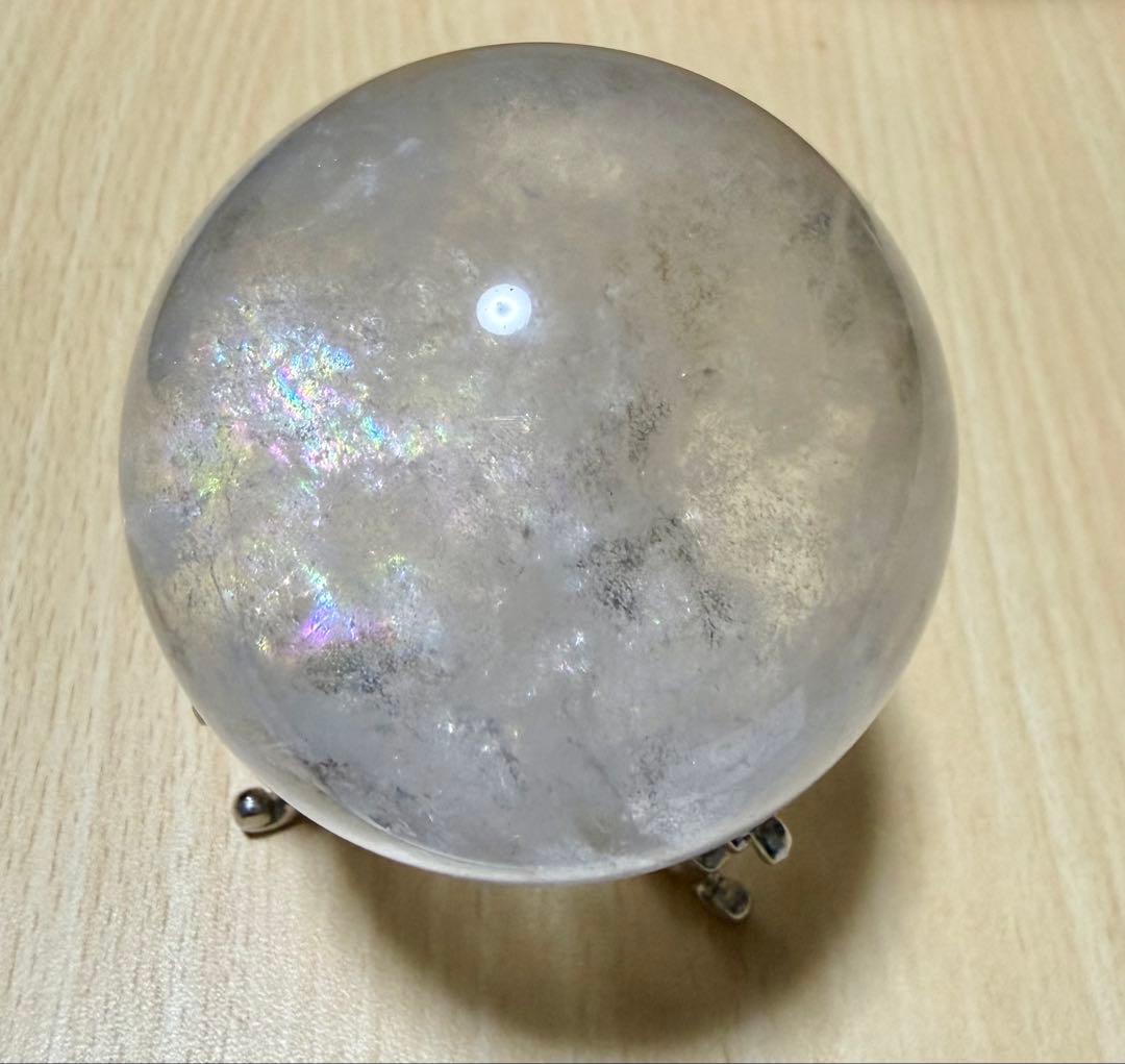 【貴重】約6.2cm！虹有り アイリスクォーツ スフィア 天然石 丸玉 水晶