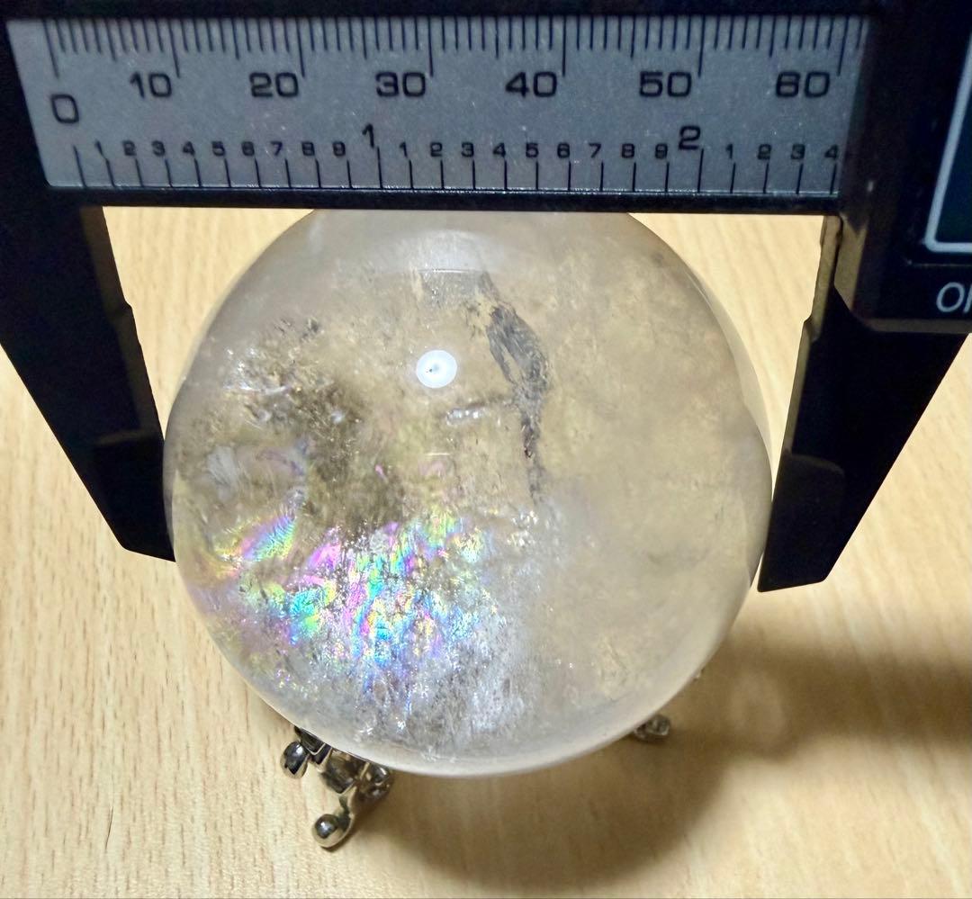【貴重】約6.2cm！虹有り アイリスクォーツ スフィア 天然石 丸玉 水晶