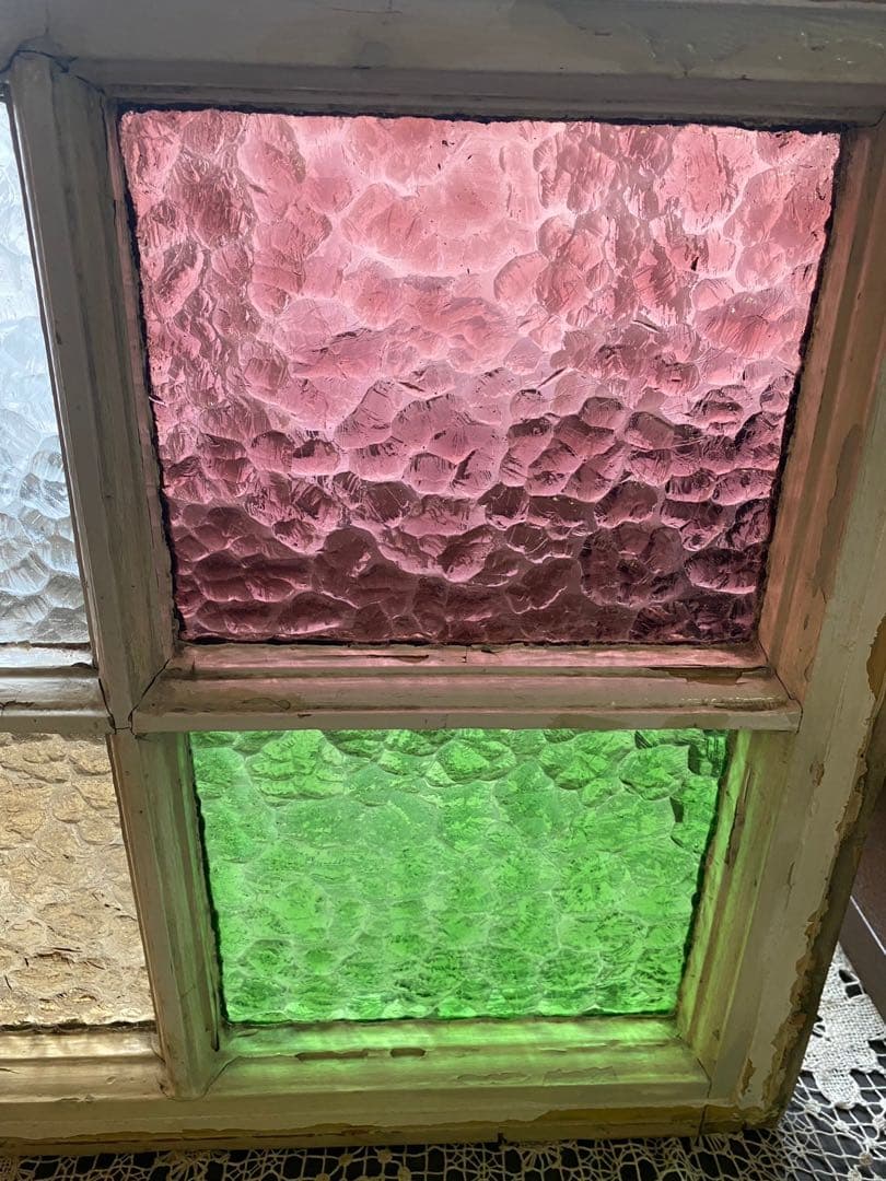 田んぼに熊＊希少 ステンドグラス レトロガラス 建具 窓 窓枠 インテリア