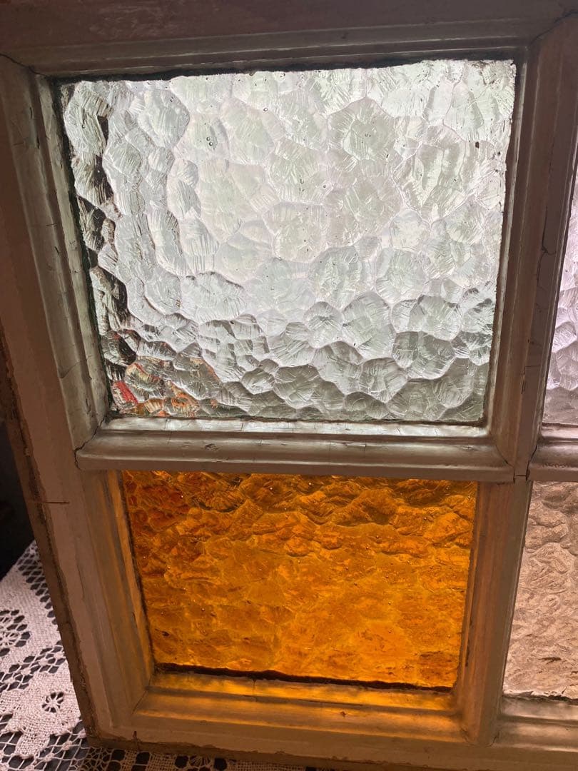 田んぼに熊＊希少 ステンドグラス レトロガラス 建具 窓 窓枠 インテリア