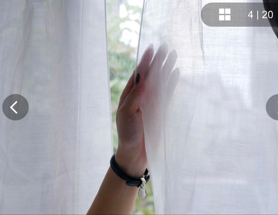 natsusobiku リネンのクリップ留めレースカーテン　ホワイト