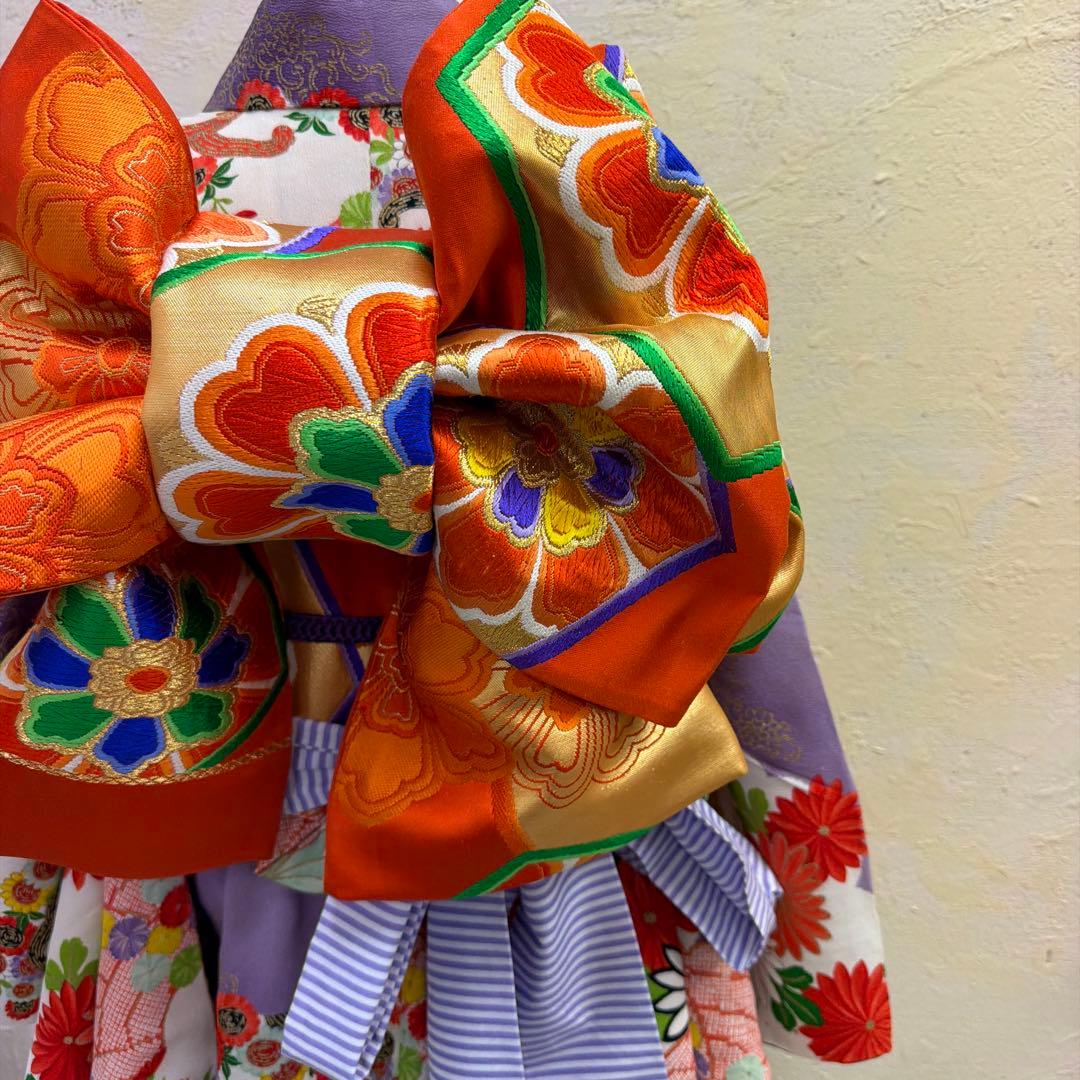 No.914 七五三 7歳 作り帯【一点物】 正絹｜晴れの日