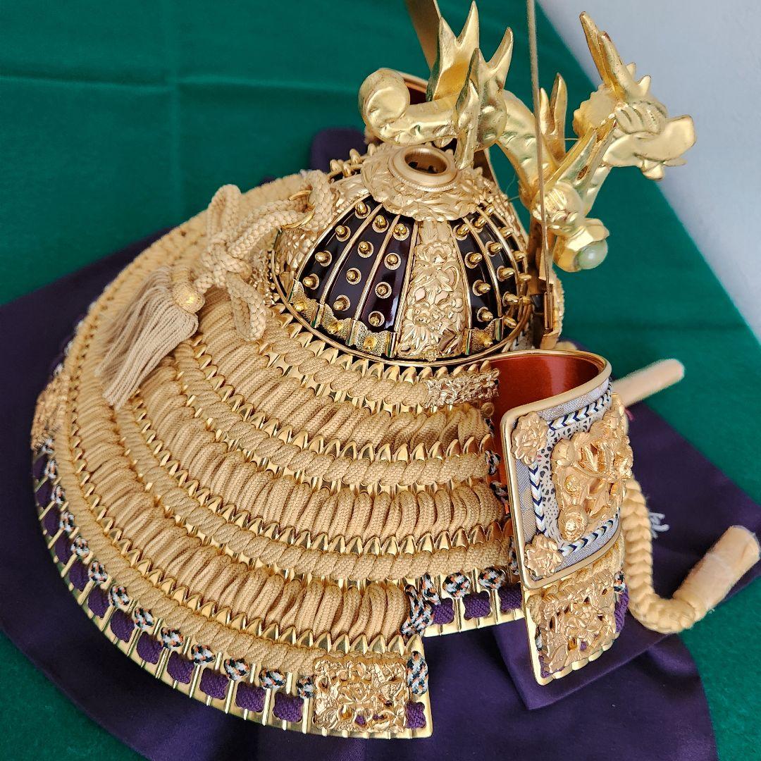 平安道斎兜飾り　純金箔押し　本金鍍金　五月人形　端午の節句　通商産業大臣賞受賞