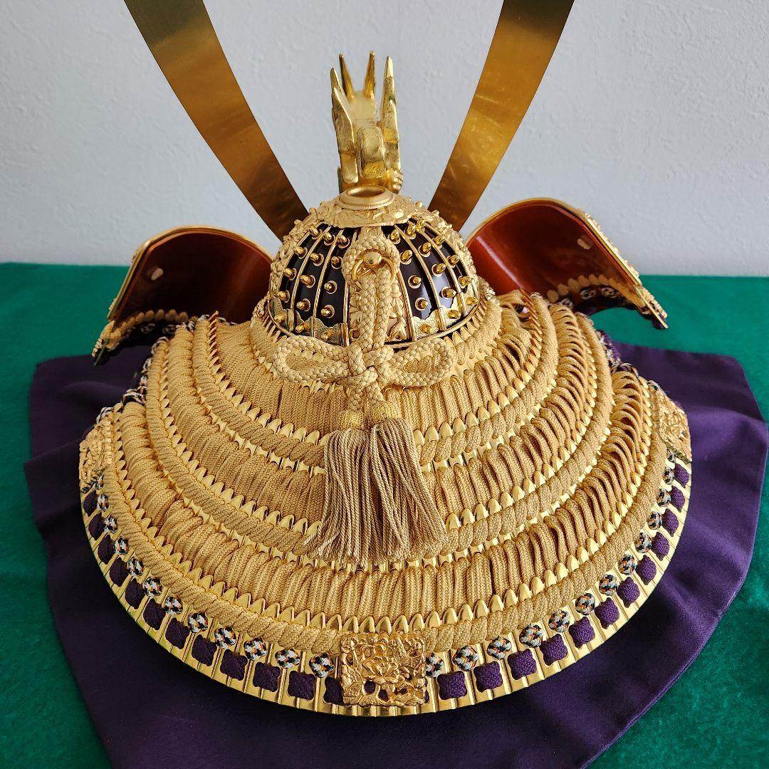 平安道斎兜飾り　純金箔押し　本金鍍金　五月人形　端午の節句　通商産業大臣賞受賞