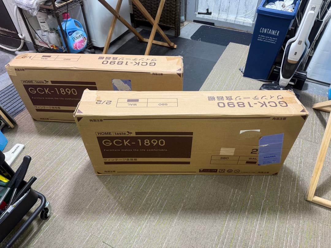 【新品未開封】ホームテイスト　ヴィンテージ食器棚GCK-1890 ウォールナット