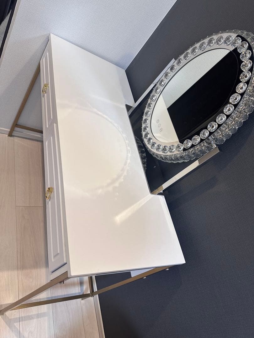 ロウヤ コンソールデスク デスク ドレッサー 大人かわいい 白 ゴールド 海外