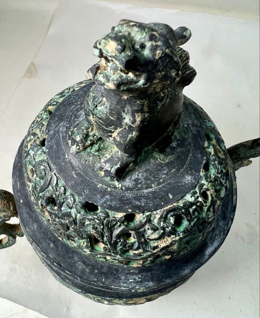 清時代 乾隆年製 獅子双龍紋 古銅 三つ足香炉 中国古玩 - メルカリ