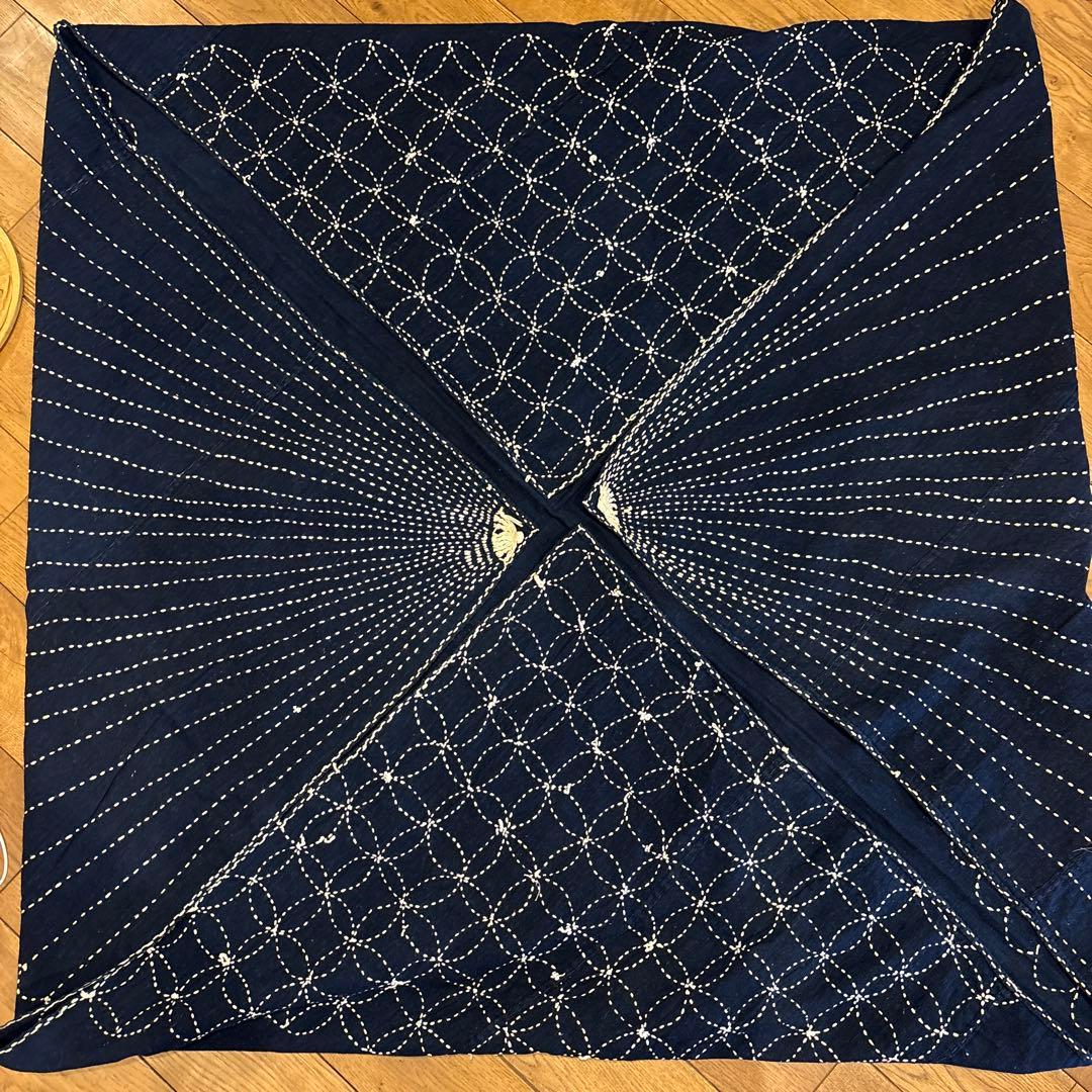 古布　藍染　刺し子　大風呂敷　5幅　約155✖️160