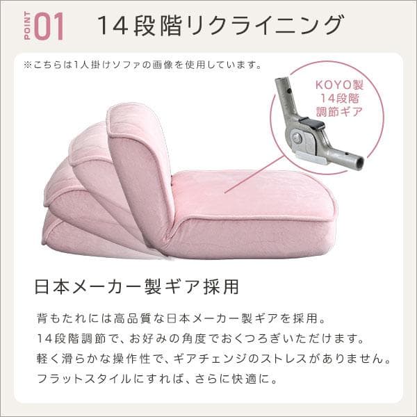 【送料無料】2人掛け ダイヤモンドソファ 14段階リクライニング ポケットコイル