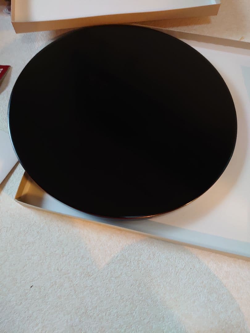 越前塗 粂治郎 漆器 円形膳 黒