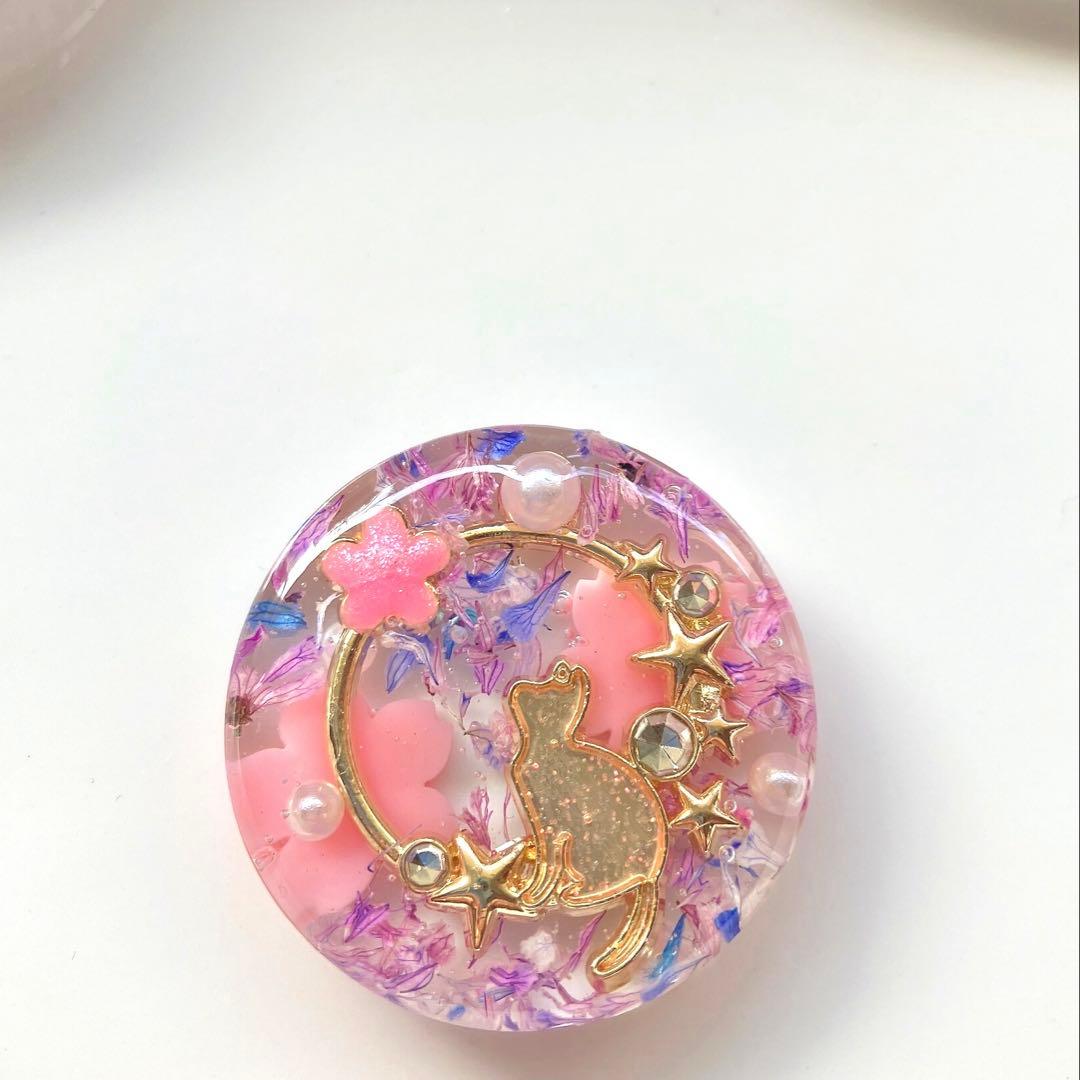 レジン ヘアゴム 花と猫 ピンク◡̈♥︎ - メルカリ