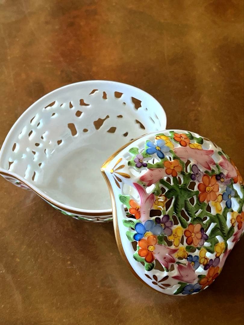 新品　ヘレンド　ボンボニール　透かし　ハート型　並行輸入品