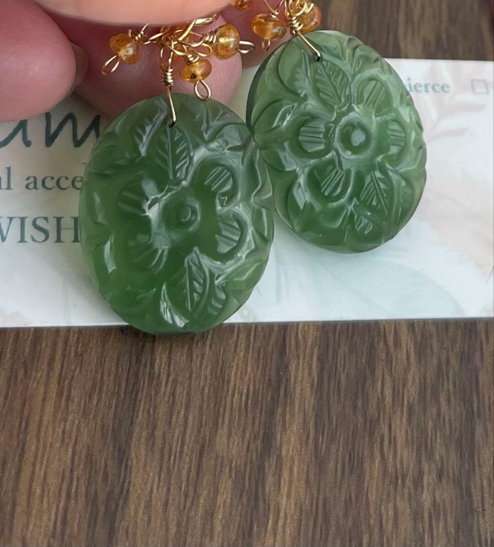 再入荷なしサーペンティンカービングのピアスチャーム＊14kgf