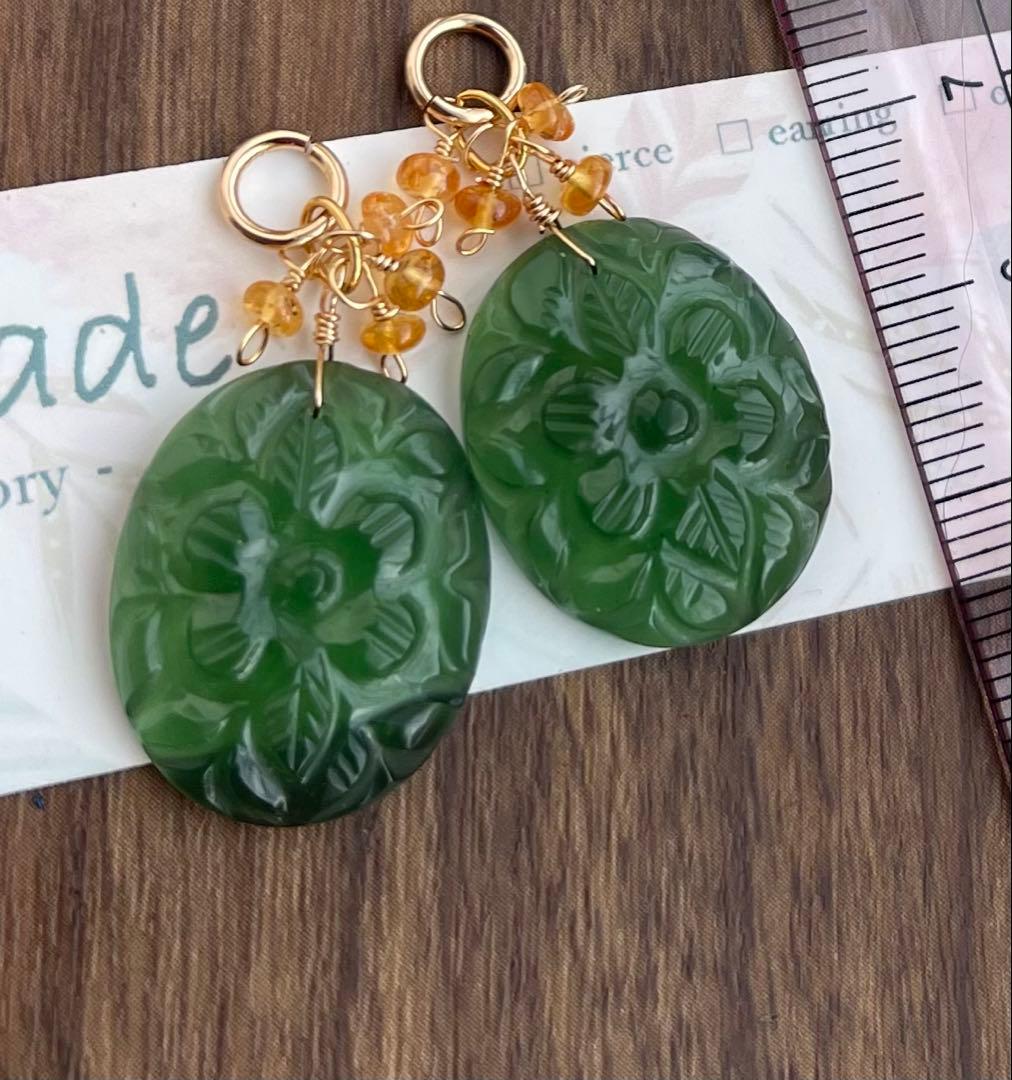 再入荷なしサーペンティンカービングのピアスチャーム＊14kgf