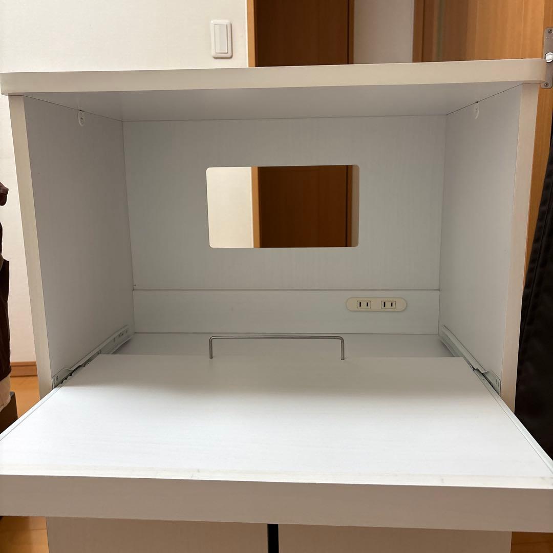 ホワイトキッチンカウンターレンジ台食器棚キャスター付き