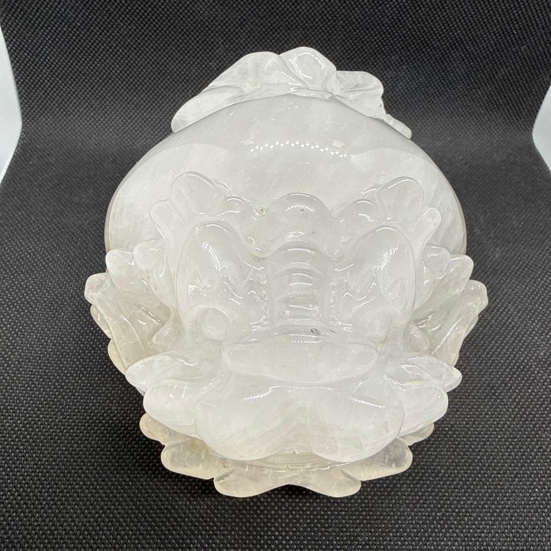 BIGサイズ♪ ロングイ　水晶　白　約12センチ以上♪台座付き♪