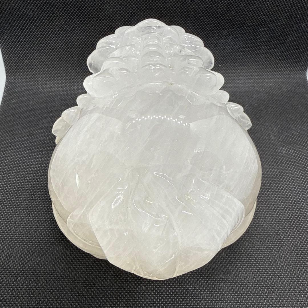 BIGサイズ♪ ロングイ　水晶　白　約12センチ以上♪台座付き♪