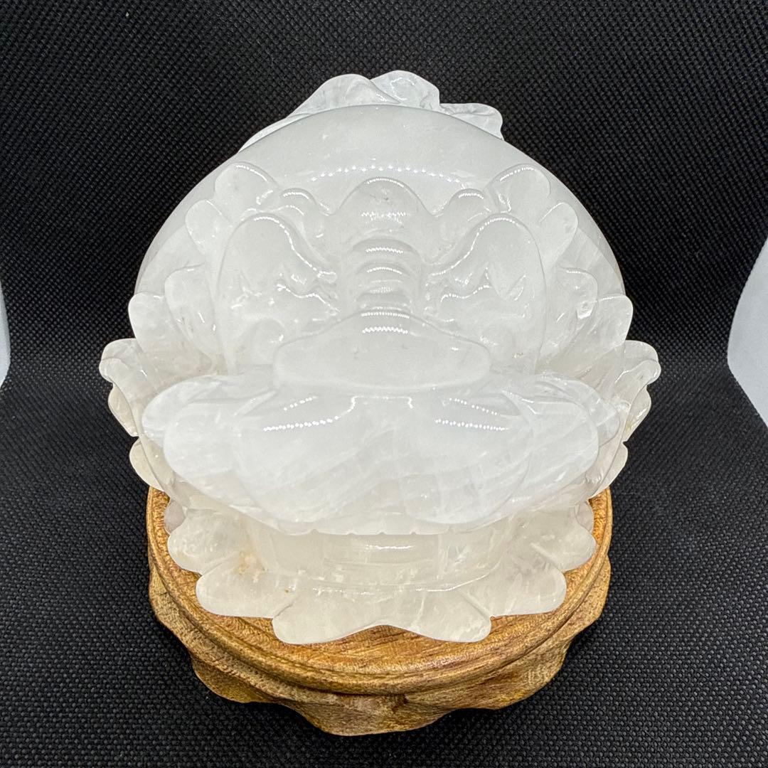 BIGサイズ♪ ロングイ　水晶　白　約12センチ以上♪台座付き♪