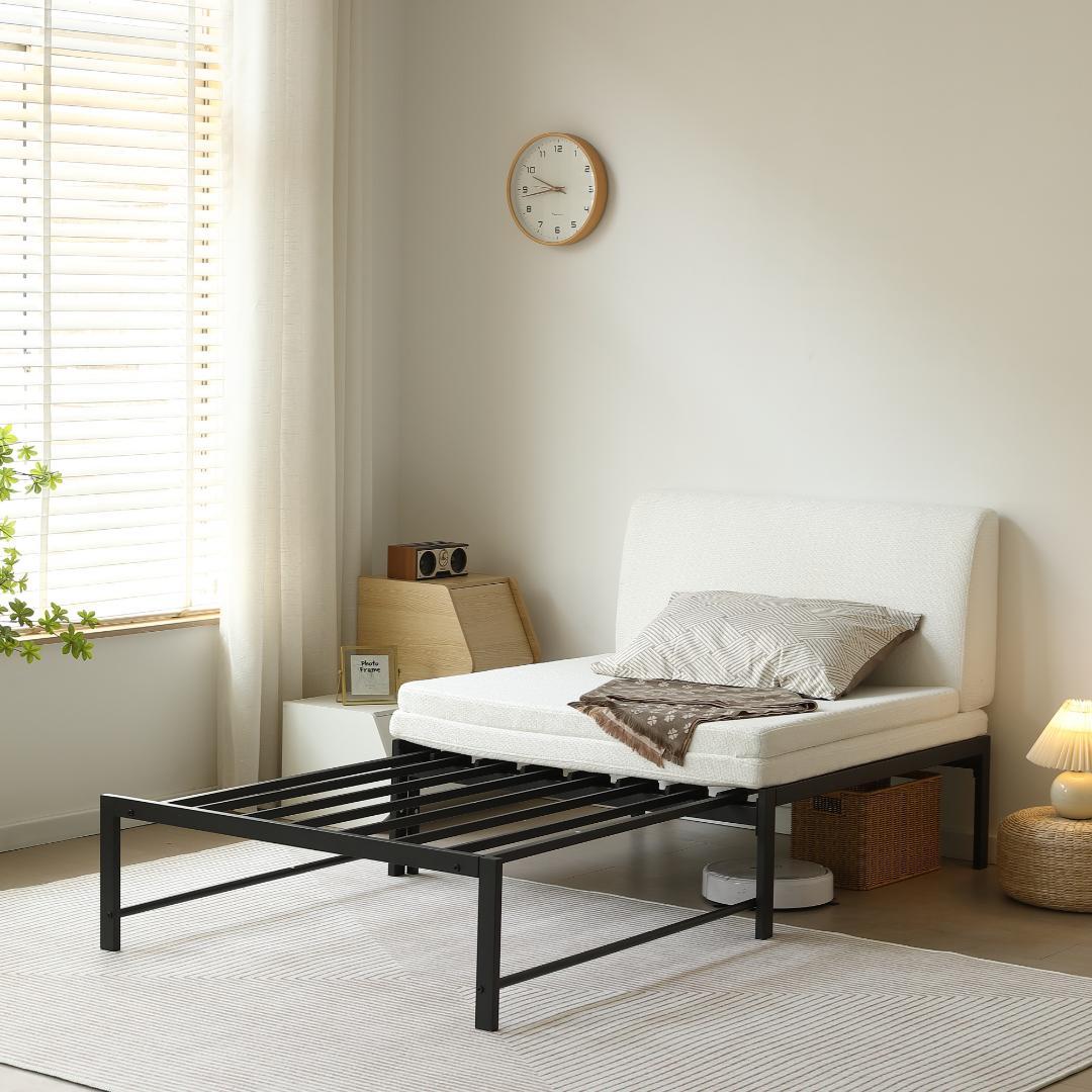 【ブラック】伸長式ベッド シングル パイプベッド 伸縮 下収納 パイプベッド