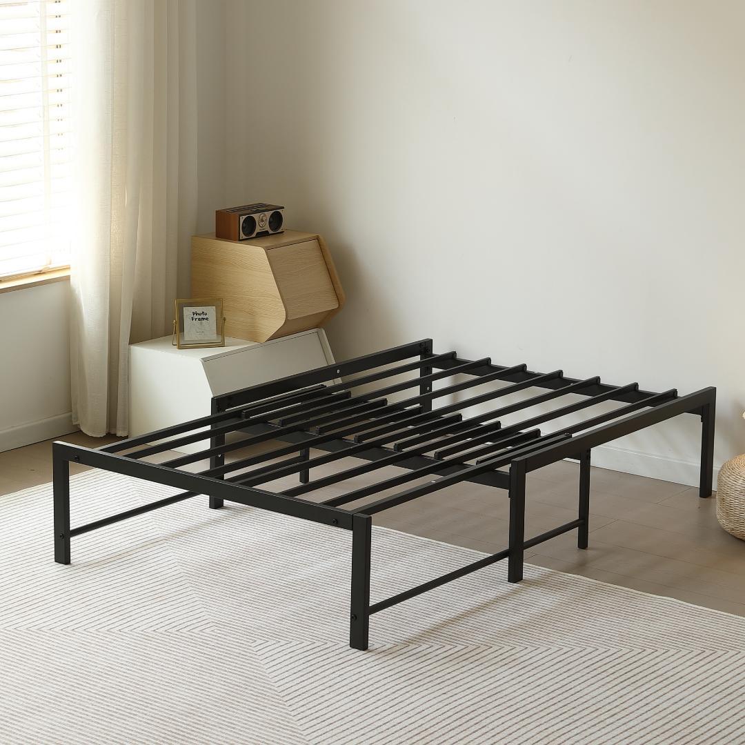 【ブラック】伸長式ベッド シングル パイプベッド 伸縮 下収納 パイプベッド