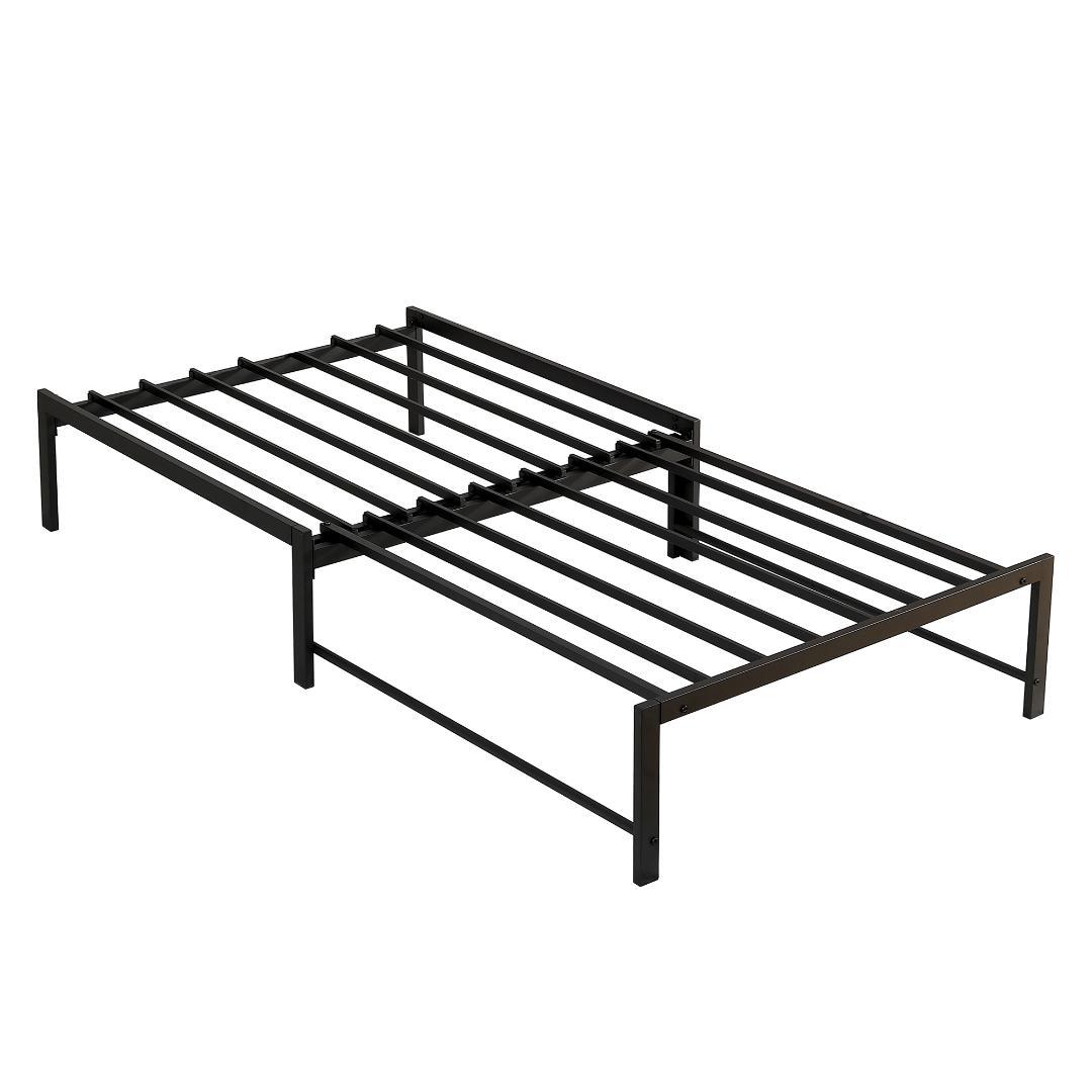 【ブラック】伸長式ベッド シングル パイプベッド 伸縮 下収納 パイプベッド
