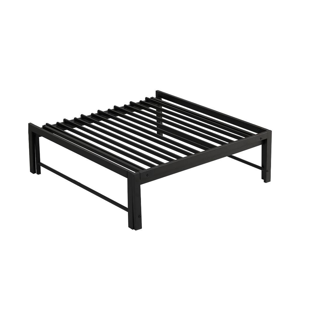 【ブラック】伸長式ベッド シングル パイプベッド 伸縮 下収納 パイプベッド