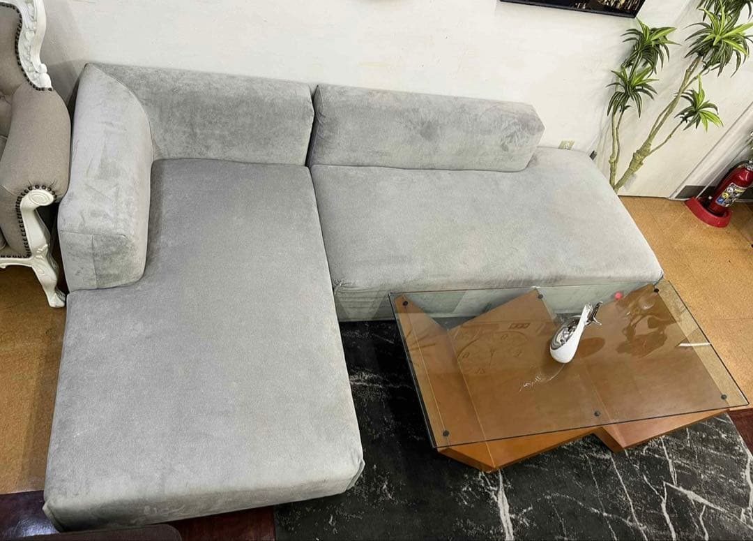 【地域限定無料配送】 Francfrancフランフラングレー L字型ソファ