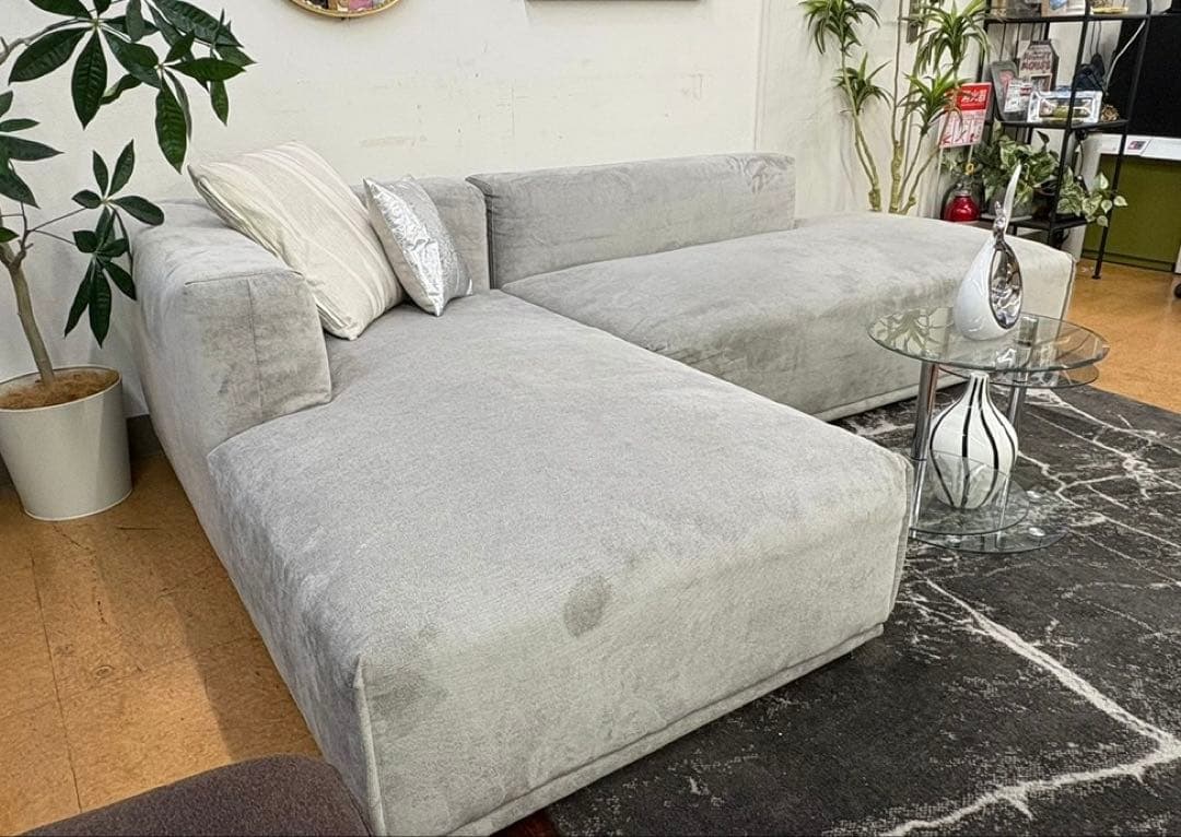 【地域限定無料配送】 Francfrancフランフラングレー L字型ソファ