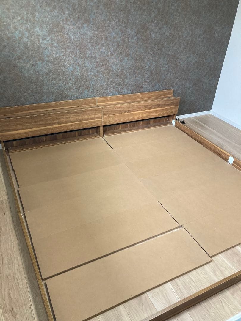 連結ベッド　シングルベッド✖️2　ベッドフレーム ナチュラルウッド　説明書付き