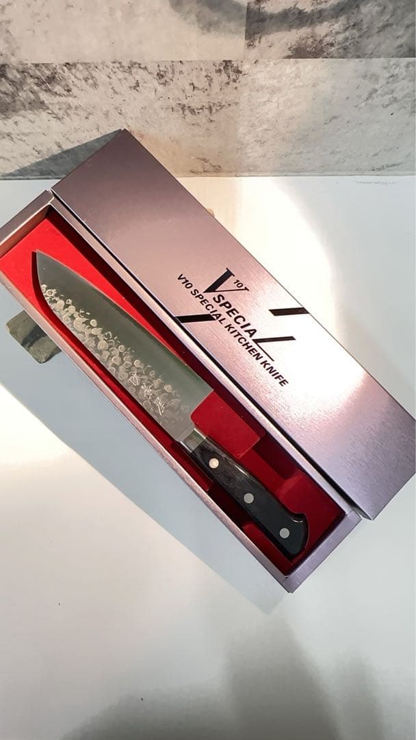 【新品未使用】高村刃物　175㎜三徳包丁　鎚目打【日本製和包丁】V10鋼