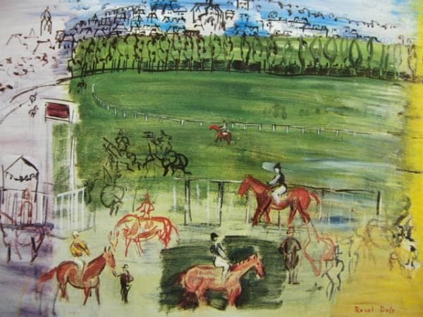 デュフィ・ドーヴィルの競馬場、希少画集画、新品額付、状態良好