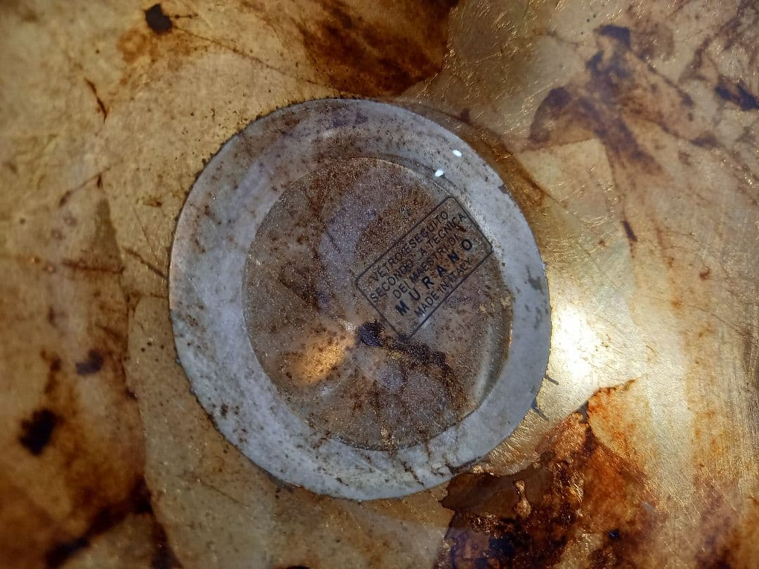 イタリア　ムラーノ　ガラス　水冠　金箔　スタンド　トレー