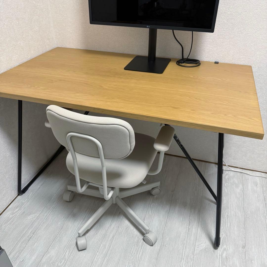 美品 無印良品 折りたたみテーブル・幅１２０ｃｍ・オーク材