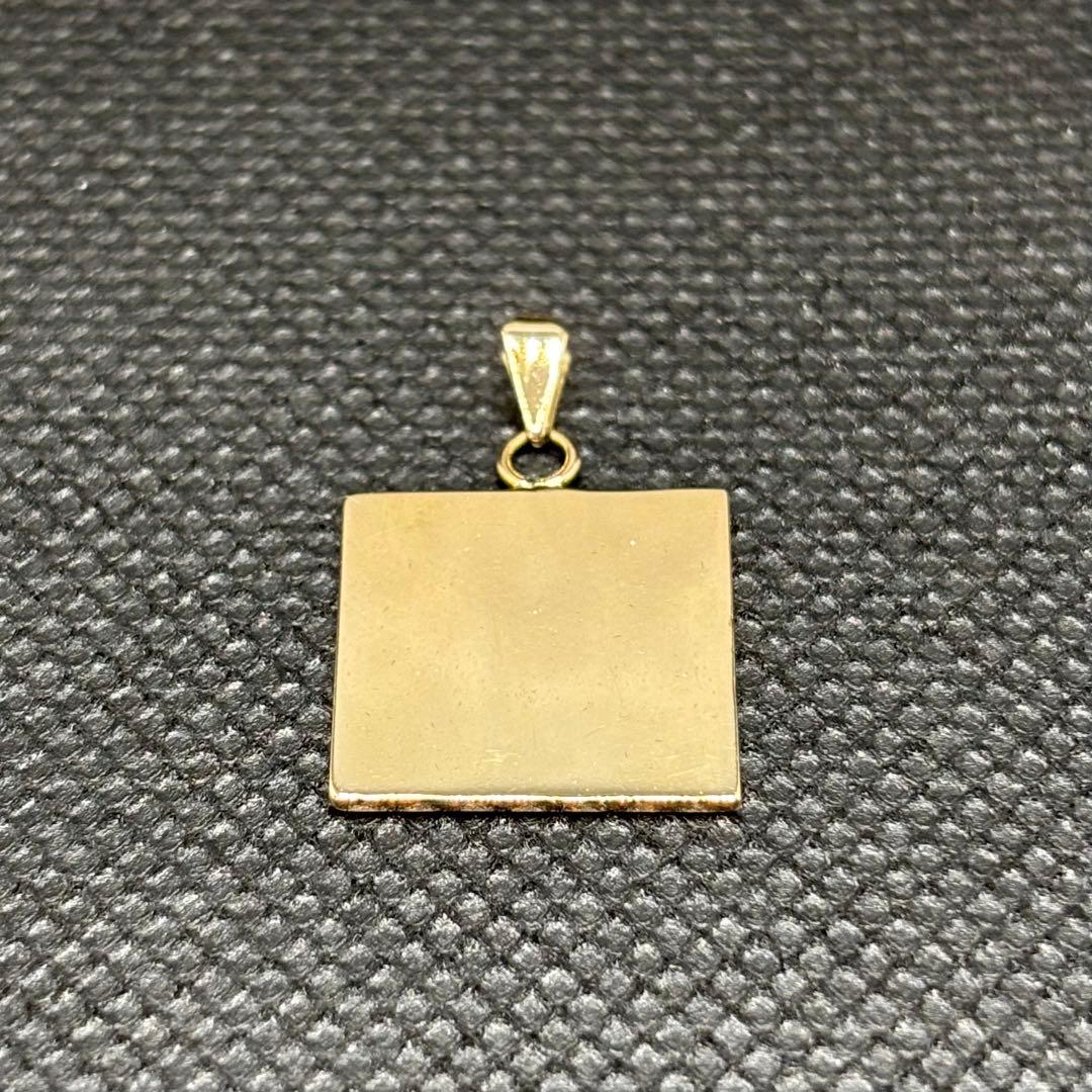 K18YG 3.5g スクエア ペンダント トップ ヘッド 15mm プレート