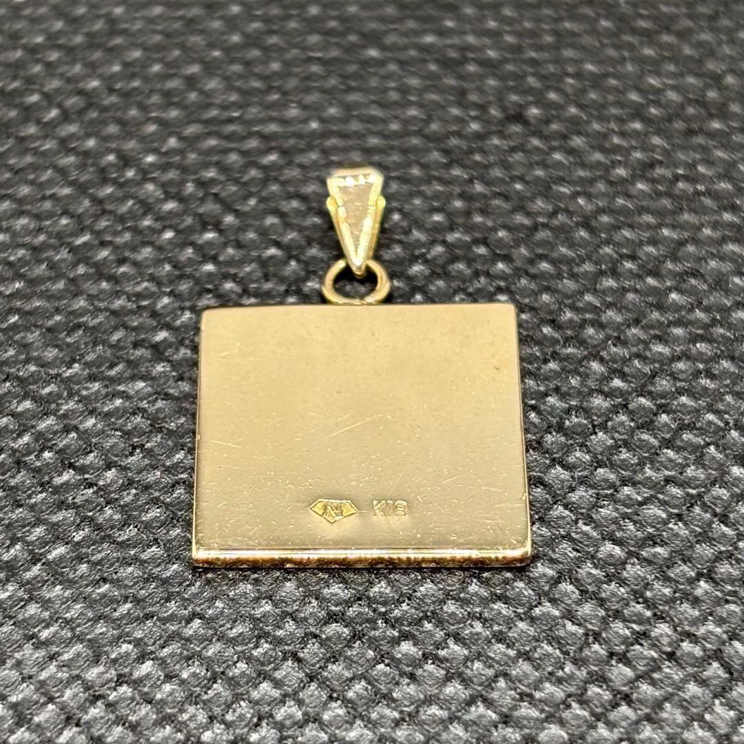 K18YG 3.5g スクエア ペンダント トップ ヘッド 15mm プレート