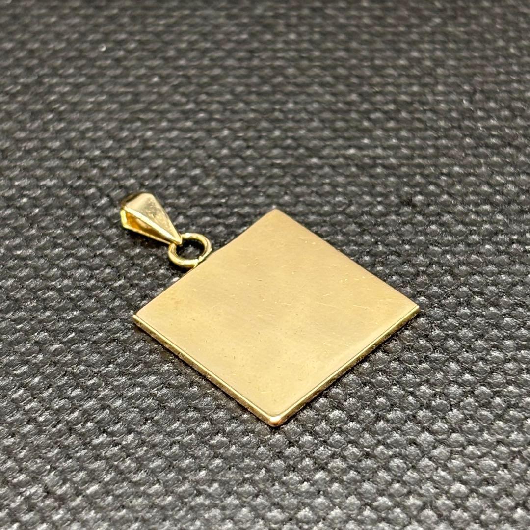 K18YG 3.5g スクエア ペンダント トップ ヘッド 15mm プレート