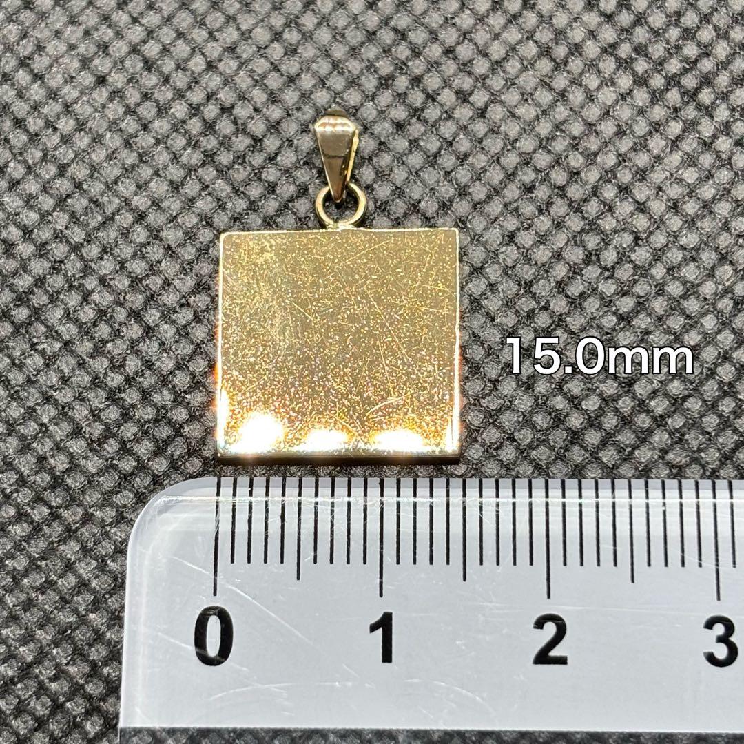 K18YG 3.5g スクエア ペンダント トップ ヘッド 15mm プレート