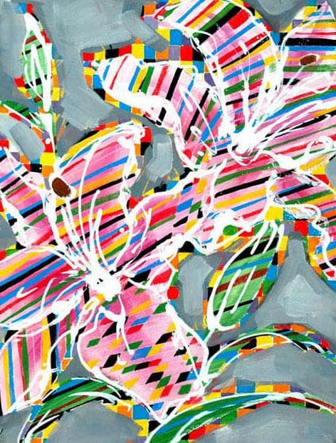 メルカリ 絵画絵額付 (黒) 油絵F4-090316花 (ゆり)