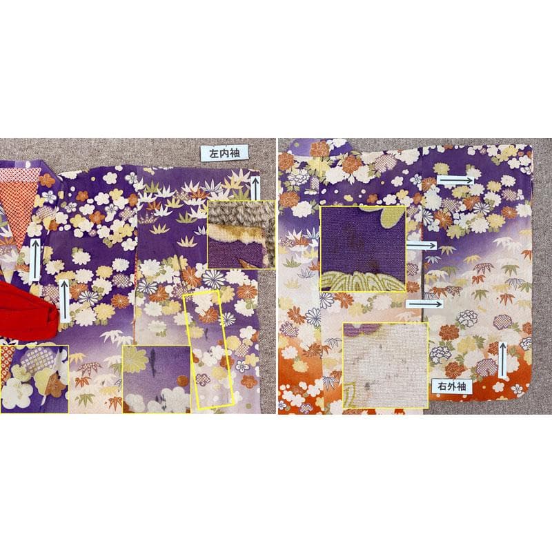 511ag30◎七五三 三歳 女の子 アンティーク着物&被布&長襦袢 紫◎