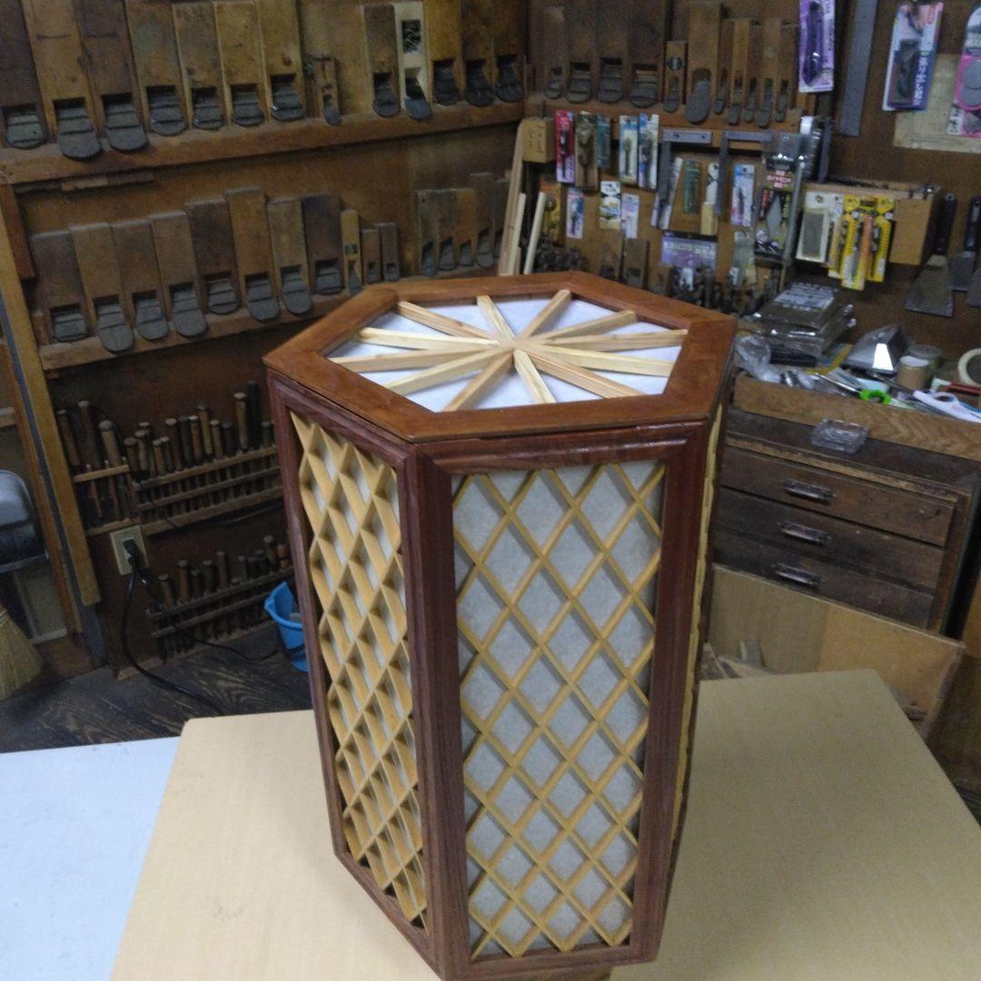 六角形の木製ランプシェード(行灯）手作り