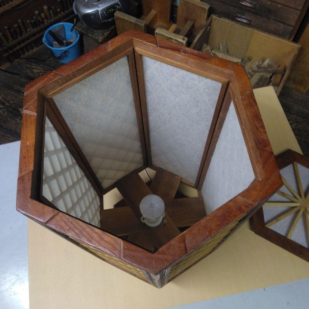 六角形の木製ランプシェード(行灯）手作り